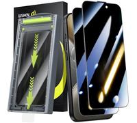 WSKEN Pellicola protettiva in vetro temperato per iPhone 16 Plus/15 Plus, protezione da sguardi indiscreti - [24° Anti Spy] [Auto Dust-Elimination] durezza 9H, pellicola protettiva per schermo Full