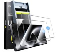 WSKEN Pellicola protettiva per Samsung Galaxy S24 Ultra, supporto per sblocco impronte digitali, rimozione automatica della polvere, in vetro temperato 9H, antiriflesso, grado militare HD