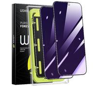 WSKEN Pellicola protettiva privacy per iPhone 15 Pro Max, rimozione automatica della polvere, anti spia a 28 gradi, anti-luce blu, copertura completa 2.5D, pellicola in vetro temperato HD con pulizia