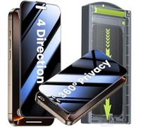 WSKEN Pellicola protettiva privacy per iPhone 16 Pro Max - [4 vie 360 anti-spia] [rimozione automatica della polvere e zero bolle] 4 direzioni anti peep vetro temperato infrangibile per 16 Pro Max 6,9