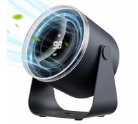 WSKEN Ventilatore da scrivania con funzionamento a batteria, opaco, silenzioso, display digitale, ventilatore portatile per ufficio, camera da letto, cucina, casa, esterno, 100 velocità, inclinazione