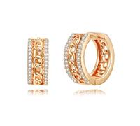 WSKFLY Orecchini a cerchio placcati in oro 14 K con zirconia cubica, tre file di diamanti | frecce | orecchini Huggie da donna a doppia fila di diamanti, general, Zirconia cubica, Zirconia cubica