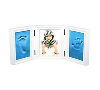 WSLCN Cornice per Foto Neonato Fango per Impronte di Mani e Piedi del Bambino, Souvenir di Compleanno (blu)