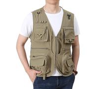 WSLCN Gilet cargo da uomo, per lavoro, safari, pesca, viaggi, con tasche multiple