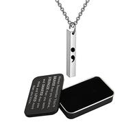 WSNANG Depressione Consapevolezza Collana Depressione Sollievo Regalo Ansia Suicidio Consapevolezza Salute Mentale Regalo Ispirativo Semivirgola Bar Collana, Grande, Acciaio inossidabile, niente