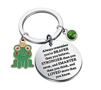 WSNANG Portachiavi a forma di rana, regalo per amanti della rana, con scritta "You Are Braver Stronger Smarter Than You Think", regalo per gli amanti degli animali, rana sempre Kc, 3 cm