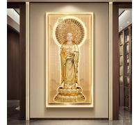 WSNCXFW Decorazione murale 3D con Luce LED Calda, Statua di Buddha illuminata, Dipinto Decorativo da Parete, Decorazione per la casa, Decorazione per la Stanza Zen, Decorazione per Altare,A,120x240CM