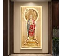 WSNCXFW Decorazione murale 3D con Luce LED Calda, Statua di Buddha illuminata, Dipinto Decorativo da Parete, Decorazione per la casa, Decorazione per la Stanza Zen, Decorazione per Altare,C,120x240CM