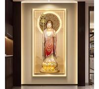 WSNCXFW Decorazione murale 3D con Luce LED Calda, Statua di Buddha illuminata, Dipinto Decorativo da Parete, Decorazione per la casa, Decorazione per la Stanza Zen, Decorazione per Altare,B,110x220CM