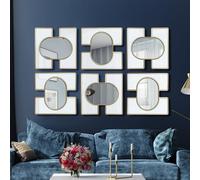 WSNCXFW Specchio Decorativo da Parete in Metallo Dorato, Specchio in Ferro Decorativo 3D Moderno e Creativo per la casa, Scultura in Metallo da Appendere alla Parete,60cm/23.62in