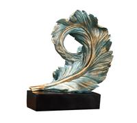 WSNCXFW Statua Artistica in Resina con Scultura di Piume, Ornamenti da Tavolo Cinesi Feng Shui, Decorazione per scrivania da Ufficio con Base, Statuette astratte per la Decorazione della casa
