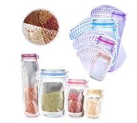WSNDM 30 Pezzi Mason Jar Ziplock Bags, Bottiglie Mason Jar Borse, Riutilizzabili Freezer Borse Sigillati, 4 Taglie, Conservazione Degli Alimenti, per Snack Caramelle Tè