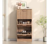 WSOFZMO Scarpiera in legno con 3 lembi, scarpiera stretta, ingresso mobili, antiribaltamento, ingresso indipendente per ingresso, corridoio e soggiorno, colore legno (Neu02)