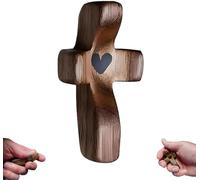 WSOGYDOTX Handcrafted Wooden Cross My Heart, Handmade Wooden Cross My Heart, Handmade Cross My Heart - Encouragement Gift, Pocket Fidget Cross for Stress Relief And Praying(A,1PC)