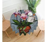 WSOGYDOTX Tovaglia con orchidee in fiore. La rotonda da 60 pollici è elegante, resistente e facile da pulire, perfetta per cene a casa, feste.