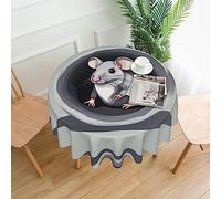 WSOGYDOTX Tovaglia con topolino nel foro. La tovaglia rotonda da 60 pollici è elegante, resistente e facile da pulire, perfetta per cene a casa, feste.