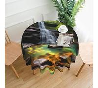 WSOGYDOTX Tovaglia con vista sulla cascata. La rotonda da 60 pollici è elegante, resistente e facile da pulire, perfetta per cene a casa, feste.