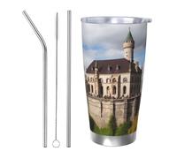 WSOIHFEC Bicchiere da 590 ml in acciaio inossidabile con coperchio e cannuccia bicchieri isolati sottovuoto a doppia parete tazza da viaggio monumenti storici dell'Armenia Tazza da caffè Tazza da