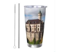 WSOIHFEC Bicchiere da 590 ml in acciaio inossidabile con coperchio e cannuccia bicchieri isolati sottovuoto a doppia parete tazza da viaggio monumenti storici dell'Armenia Tazza da caffè Tazza da
