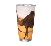 WSOIHFEC Bicchiere da 590 ml in acciaio inox con coperchio e cannuccia, isolamento sottovuoto, tazza da viaggio a doppia parete, tazza da caffè, sabbia deserta, cammello, tazza da caffè, tazza per