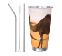 WSOIHFEC Bicchiere da 590 ml in acciaio inox con coperchio e cannuccia, isolamento sottovuoto, tazza da viaggio a doppia parete, tazza da caffè, sabbia deserta, cammello, tazza da caffè, tazza per