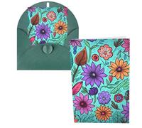 WSOIHFEC Biglietti di auguri colorati con fiori scarabocchiati, con buste, biglietti di ringraziamento, biglietti per appunti, biglietti di buon compleanno, biglietti di San Valentino, per laurea