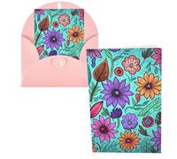 WSOIHFEC Biglietti di auguri colorati con fiori scarabocchiati, con buste, biglietti di ringraziamento, biglietti per appunti, biglietti di buon compleanno, biglietti di San Valentino, per laurea