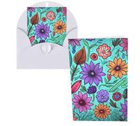 WSOIHFEC Biglietti di auguri colorati con fiori scarabocchiati, con buste, biglietti di ringraziamento, biglietti per appunti, biglietti di buon compleanno, biglietti di San Valentino, per laurea
