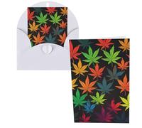 WSOIHFEC Biglietti di auguri colorati con foglie di cannabis, biglietti vuoti con buste, biglietti di ringraziamento, biglietti di auguri, biglietti di buon compleanno, biglietti di San Valentino, per