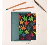 WSOIHFEC Biglietti di auguri colorati con foglie di cannabis, biglietti vuoti con buste, biglietti di ringraziamento, biglietti di auguri, biglietti di buon compleanno, biglietti di San Valentino, per