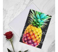 WSOIHFEC Biglietti di auguri colorati con frutta e ananas, con buste, biglietti di ringraziamento, biglietti per appunti, biglietti di buon compleanno, biglietti di San Valentino, per laurea, inviti