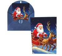 WSOIHFEC Biglietti di auguri con Babbo Natale sulla slitta, con buste, biglietti di ringraziamento, biglietti di auguri, biglietti di buon compleanno, biglietti di San Valentino, per laurea