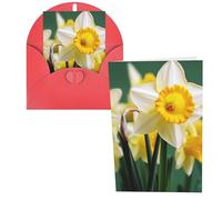 WSOIHFEC Biglietti di auguri con narciso, biglietti vuoti con buste, biglietti di ringraziamento, biglietti di auguri, biglietti di buon compleanno, biglietti di San Valentino, per laurea, inviti per