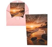 WSOIHFEC Biglietti di auguri con tramonto sulla spiaggia, biglietti vuoti con buste, biglietti di ringraziamento, biglietti di auguri, biglietti di buon compleanno, biglietti di San Valentino, per