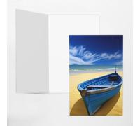 WSOIHFEC Biglietti di auguri gialli con barca sulla spiaggia, biglietti vuoti con buste, biglietti di ringraziamento, biglietti di auguri, biglietti di buon compleanno, biglietti di San Valentino, per