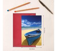 WSOIHFEC Biglietti di auguri gialli con barca sulla spiaggia, biglietti vuoti con buste, biglietti di ringraziamento, biglietti di auguri, biglietti di buon compleanno, biglietti di San Valentino, per