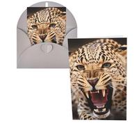 WSOIHFEC Biglietti di auguri leopardati ruggiti fantastici biglietti vuoti con buste, biglietti di ringraziamento, biglietti di auguri, biglietti di auguri di buon compleanno, biglietti di San