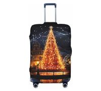 WSOIHFEC Copertura per bagagli con stampa albero di Natale, elastica, lavabile, antigraffio, per valigie da viaggio, per bagagli da 45-81 cm, Nero , L
