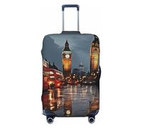 WSOIHFEC Copertura per bagagli con stampa della città di Londra, elastica, lavabile, antigraffio, per valigie da viaggio, per bagagli da 45-81 cm, Nero , L