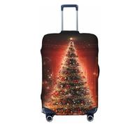 WSOIHFEC Copertura per bagagli con stampa glitterata con albero di Natale, elastica, lavabile, antigraffio, per valigie da viaggio, per bagagli da 45-81 cm, Nero , L