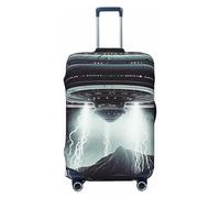 WSOIHFEC Copertura per valigia con stampa di astronave aliena, copertura per bagagli da viaggio personalizzata per trolley da viaggio, copertura protettiva per bagagli da 45-81 cm, Nero , L