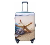 WSOIHFEC Copertura per valigia con stampa di fiori blu con stelle marine sulla spiaggia, copertura per bagagli da viaggio personalizzata per trolley da viaggio copertura protettiva per bagagli da