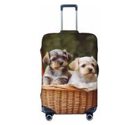 WSOIHFEC Due cani in un cestino Stampa Dei Bagagli Copertura Elastica Lavabile Valigia Copertura Anti-Graffio Baggage Covers Viaggio Valigie Protector Manicotti Per 45-81 Pollici Bagagli, Nero , L