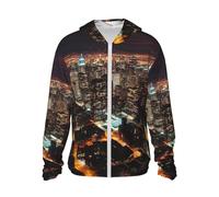 WSOIHFEC Giacca con cappuccio da uomo UPF 50+, con protezione solare, leggera, a maniche lunghe, con luci da città, da escursionismo, rash guard, nero, M