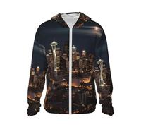 WSOIHFEC Giacca con cappuccio da uomo UPF 50+, con protezione solare, leggera, a maniche lunghe, da città, Seattle, per escursioni, nero, L