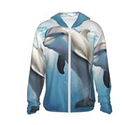 WSOIHFEC Giacca con cappuccio da uomo UPF 50+, con protezione solare, leggera, a maniche lunghe, invernale, con delfino, maglietta da sole per escursioni, nero, Large