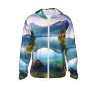 WSOIHFEC Giacca con cappuccio da uomo UPF 50+, con protezione solare, leggera, a maniche lunghe, per escursioni e trekking, nero, X-Large