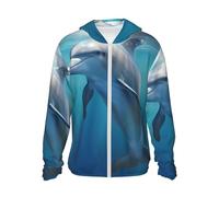 WSOIHFEC Giacca con cappuccio da uomo UPF 50+ protezione solare leggera a maniche lunghe invernale il delfino Camicia da sole per escursioni, nero, Medium