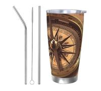 WSOIHFEC Tumbler da 590 ml in acciaio inox con coperchio e cannuccia bicchieri isolati sottovuoto doppia parete tazza da viaggio legge della bussola navigazione tazza da caffè tazza da caffè tazza per