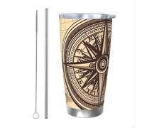 WSOIHFEC Tumbler da 590 ml in acciaio inox con coperchio e cannuccia bicchieri isolati sottovuoto doppia parete tazza da viaggio legge della bussola navigazione tazza da caffè tazza da caffè tazza per
